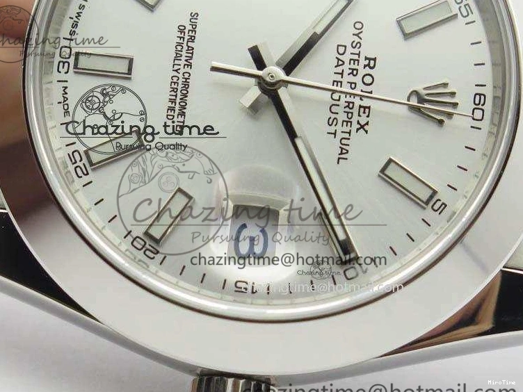 MiroTime 1218 HighQuality DateJust 41mm 126300 SS Noob 1:1 Best Edition Silver Dial Stick Markers On SS Bracelet A 3597